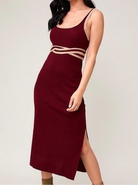 Burgundy Midi Sweater Dress - Size XS
